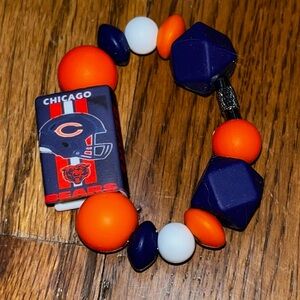 New Chicago Bears Football Beaded Tumbler, Stanley cup silicone charm Bracelet